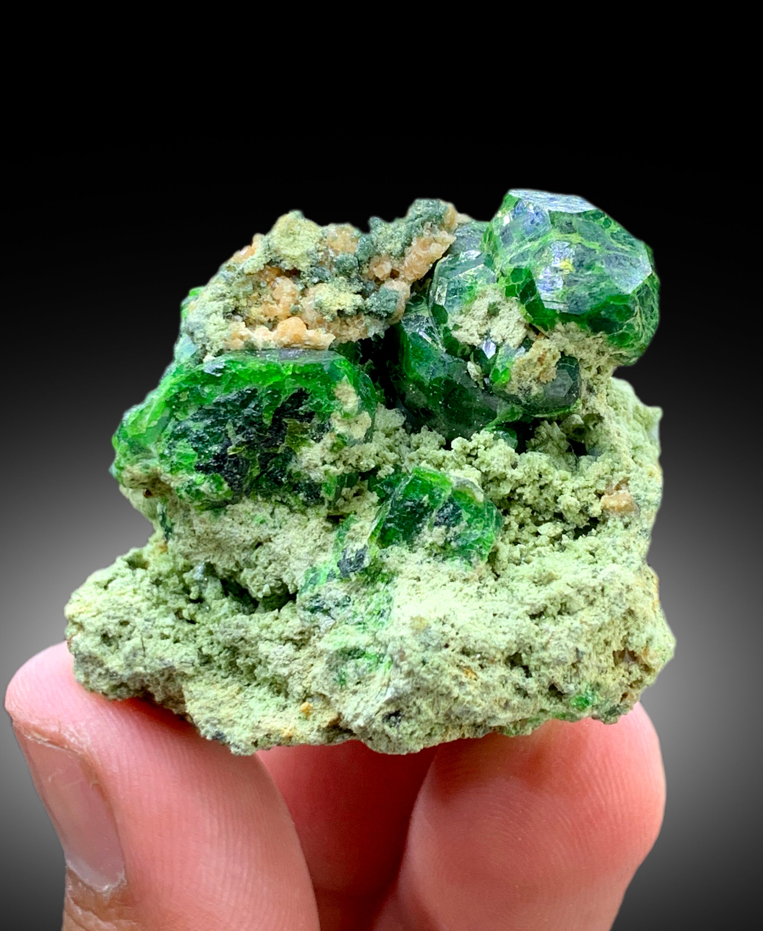 Lush Green Demantoid Garnet Crystals on Matrix, Garnet Specimen - 74 gram