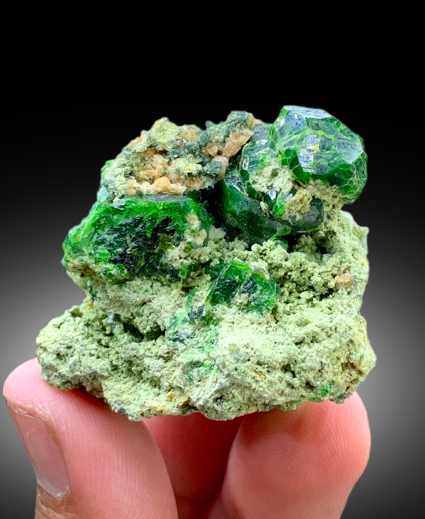 Lush Green Demantoid Garnet Crystals on Matrix, Garnet Specimen - 74 gram