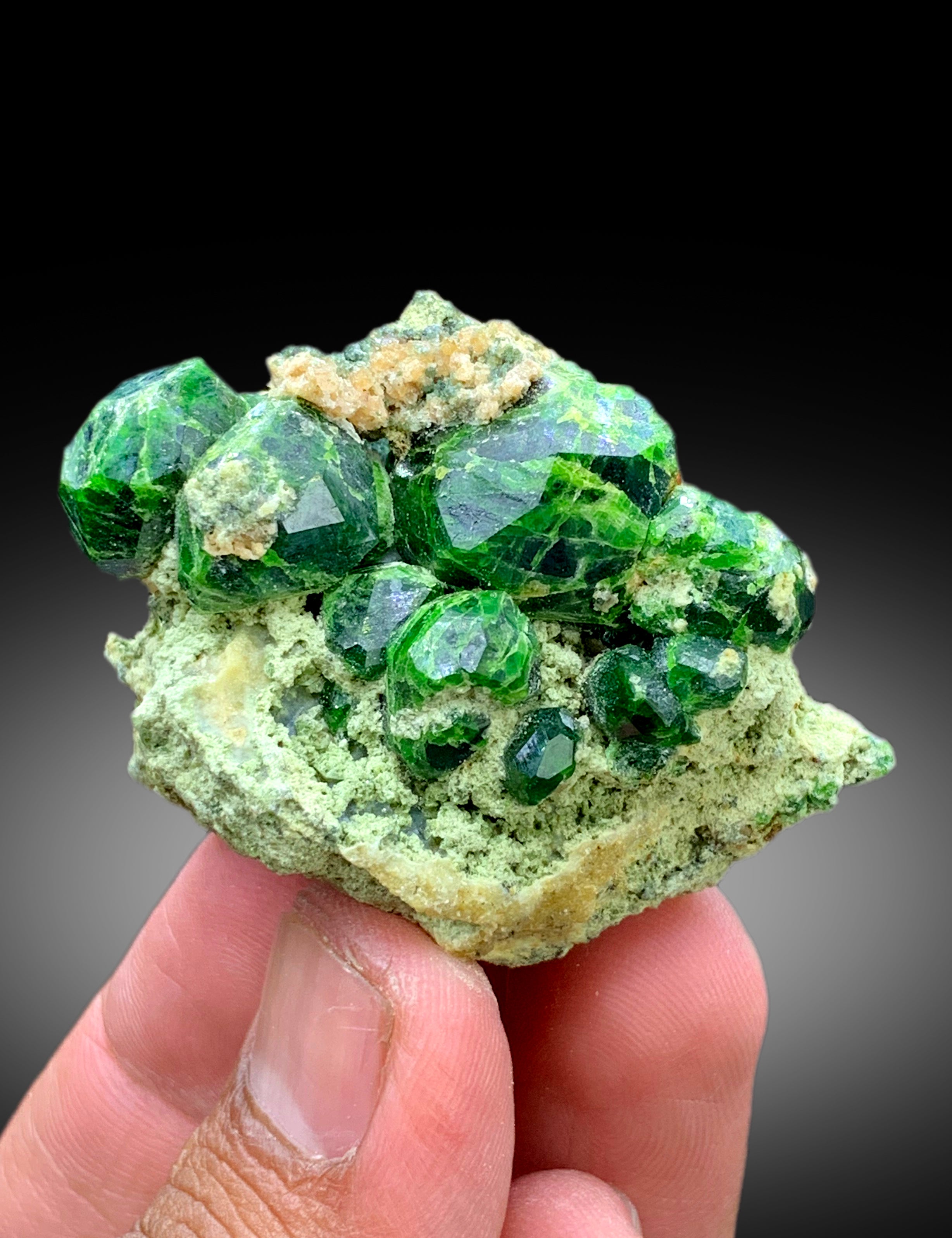 Lush Green Demantoid Garnet Crystals on Matrix, Garnet Specimen - 74 gram