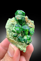 Lush Green Demantoid Garnet Crystals on Matrix, Garnet Specimen - 74 gram