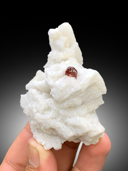 Red Color Garnet Crystal on Mica with Feldspar from Skardu Pakistan - 116 gram