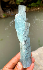 Sky Blue Aquamarine Cluster with Schorl from Shigar valley Pakistan - 146 gram