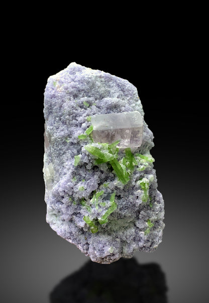 Pink Morganite with Green Tourmalines on Lepidolite from Afghanistan - 785 gram