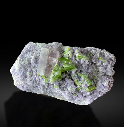 Pink Morganite with Green Tourmalines on Lepidolite from Afghanistan - 785 gram
