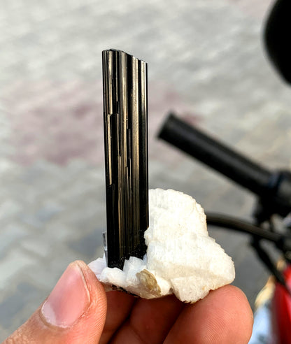 Aquamarine with Schorl Tourmaline on Albite from Pakistan - 20 gram