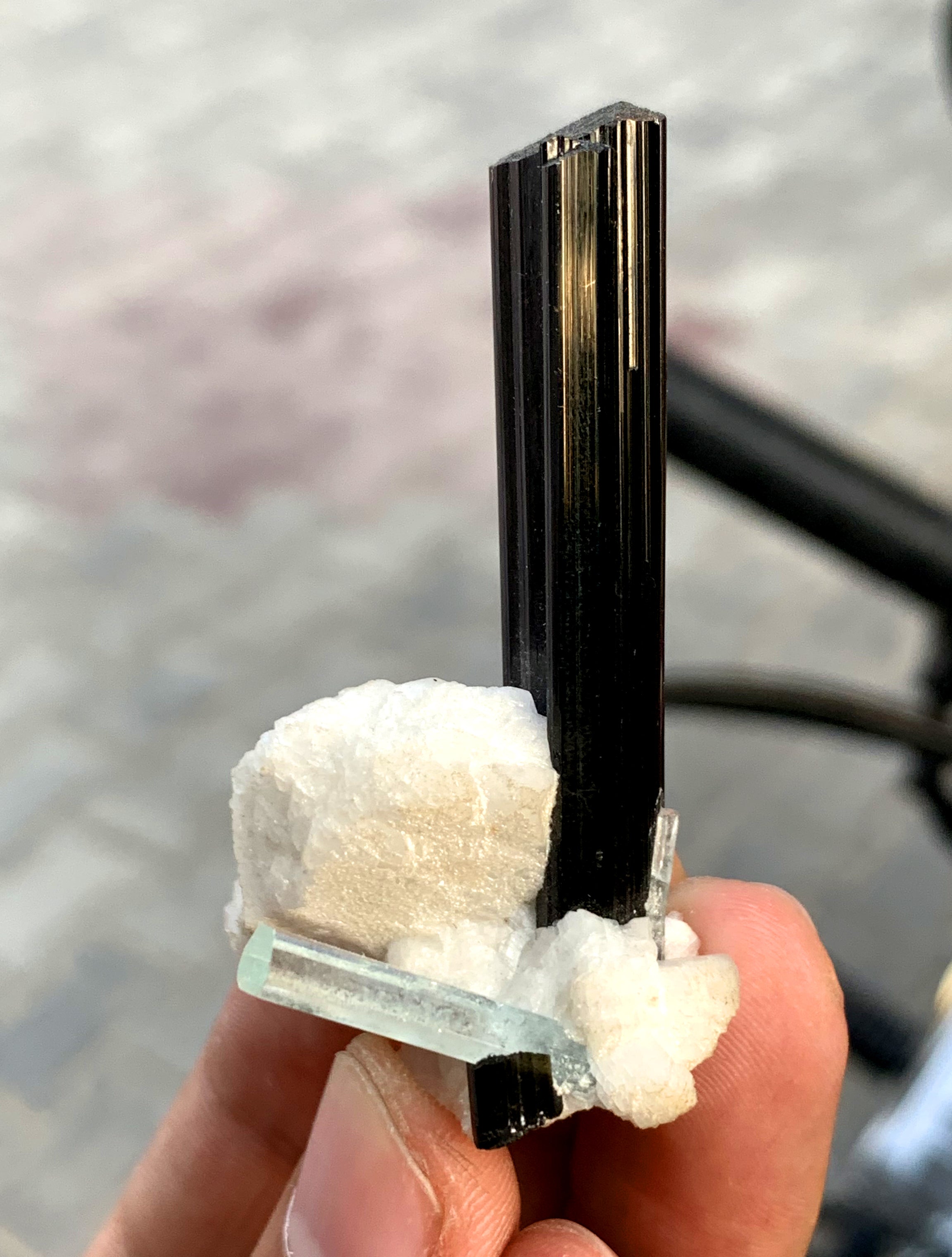 Aquamarine with Schorl Tourmaline on Albite from Pakistan - 20 gram