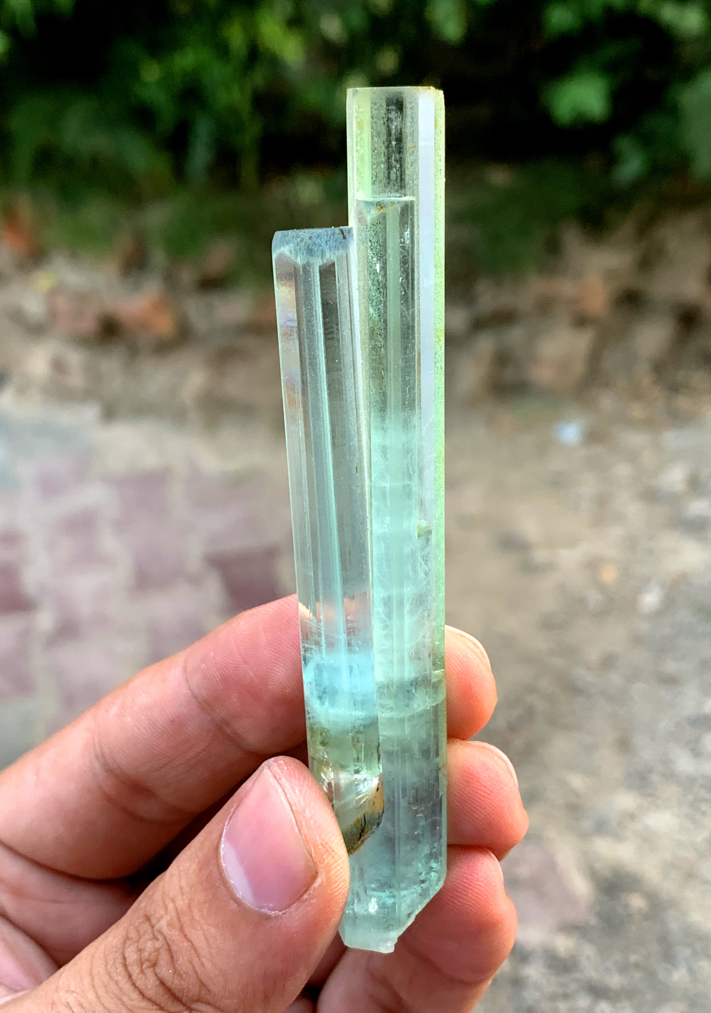 Transparent Blue Aquamarine Cluster with Schorl from Shigar valley Pakistan - 31 gram