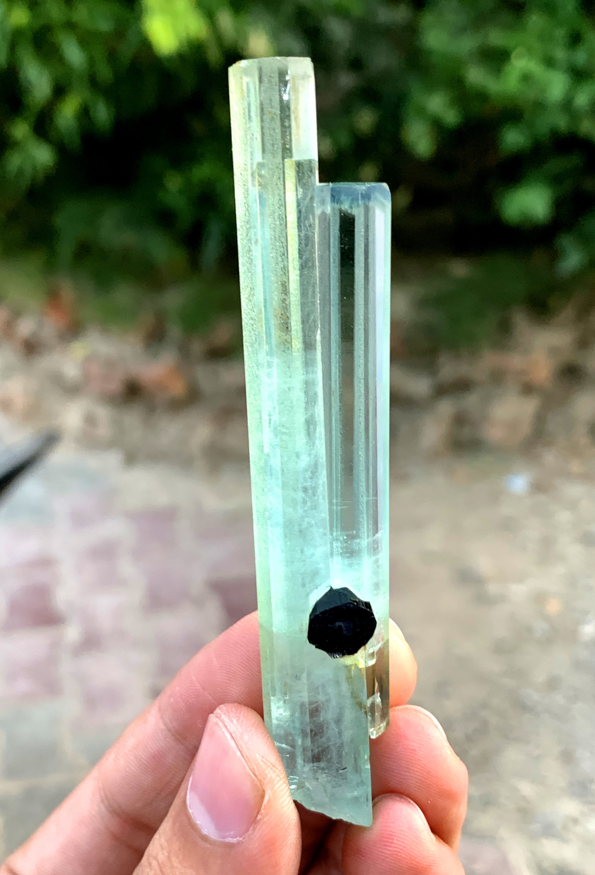 Transparent Blue Aquamarine Cluster with Schorl from Shigar valley Pakistan - 31 gram