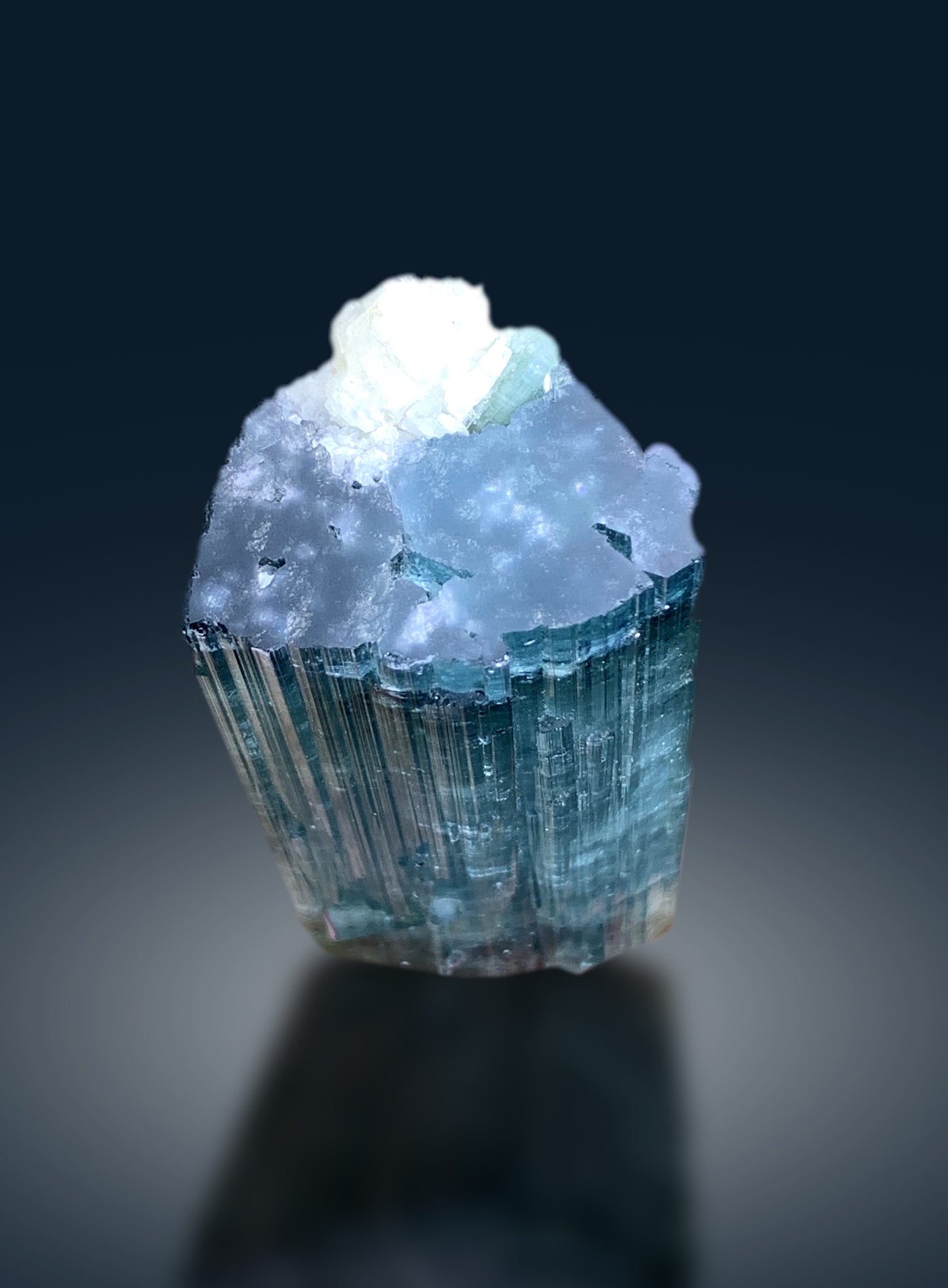 Reserved Exquisite Pink Cap Neon Blue Tourmaline Crystal from Afghanistan - 182 gram