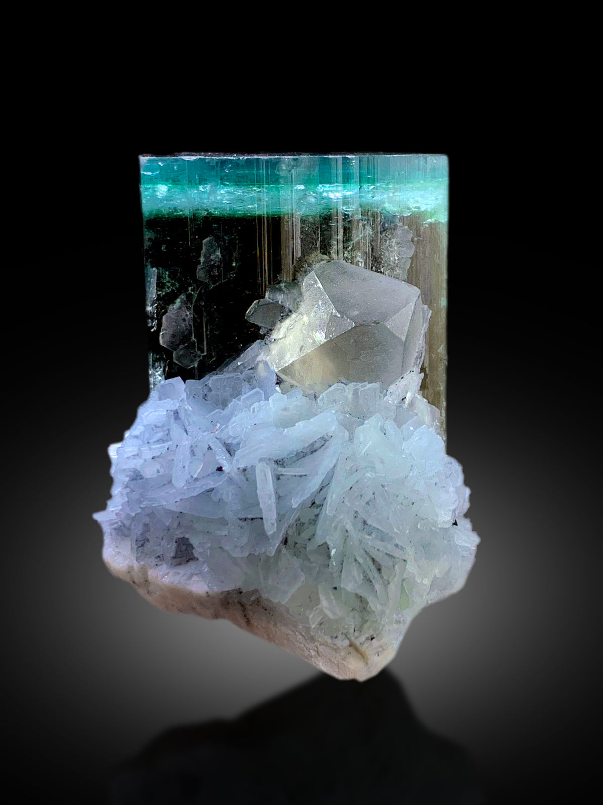 Blue Cap Tourmaline Crystal with Quartz and Cleavelandite Albite from Paprok Afghanistan - 135 gram