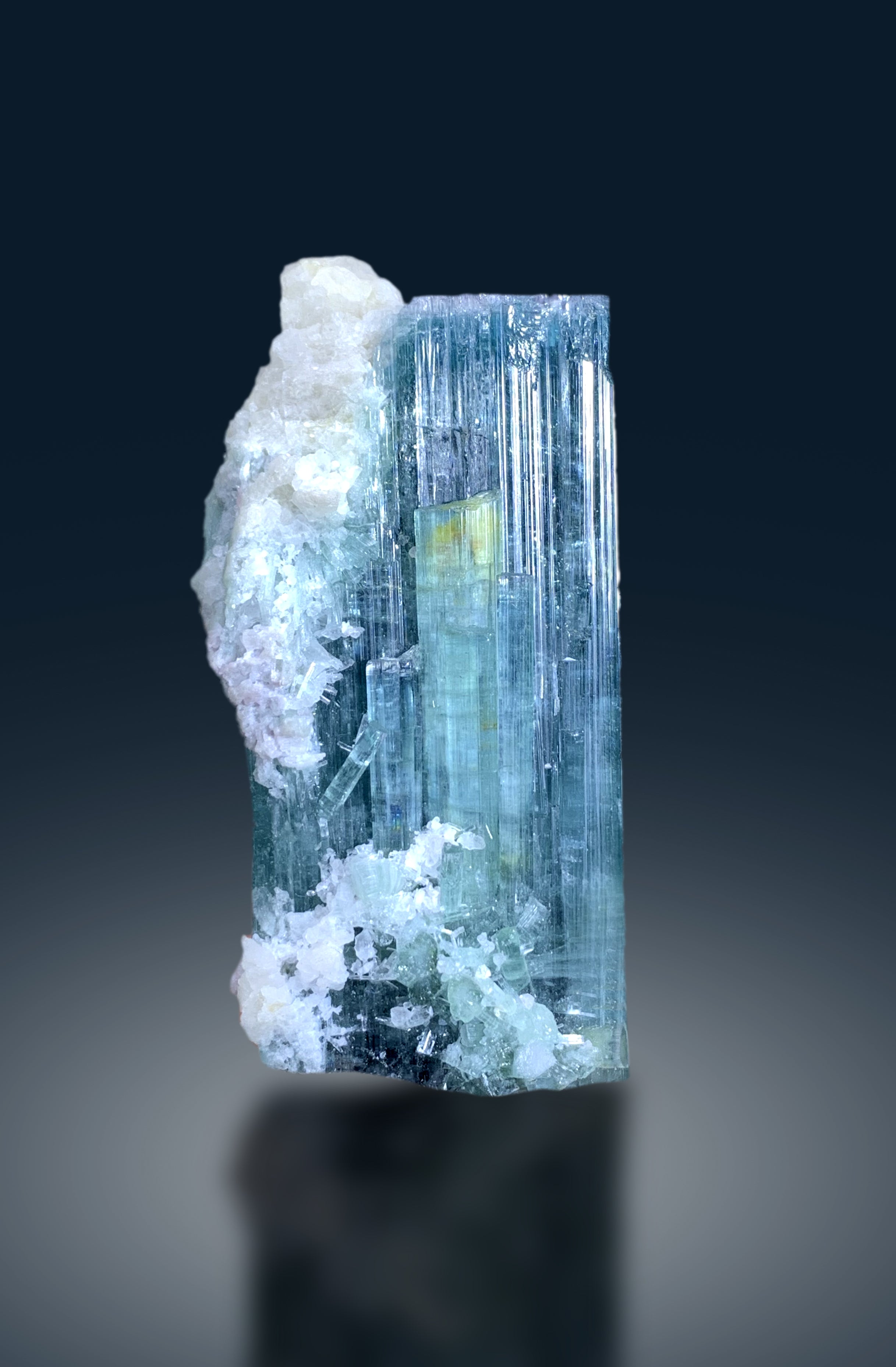 Exquisite Pink Cap Neon Blue Tourmaline Crystal from Afghanistan - 182 gram
