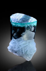 Blue Cap Tourmaline Crystal with Quartz and Cleavelandite Albite from Paprok Afghanistan - 135 gram