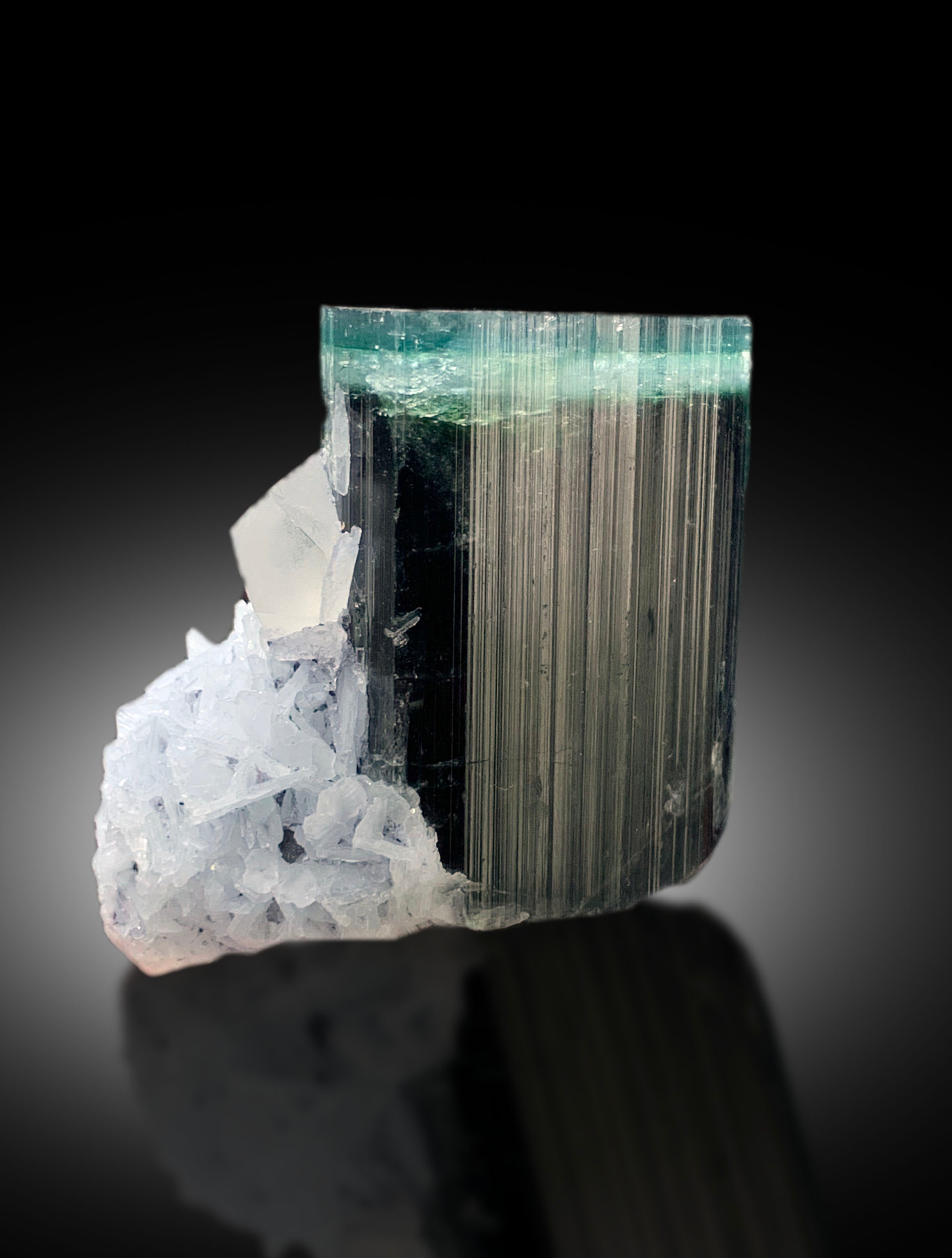 Blue Cap Tourmaline Crystal with Quartz and Cleavelandite Albite from Paprok Afghanistan - 135 gram