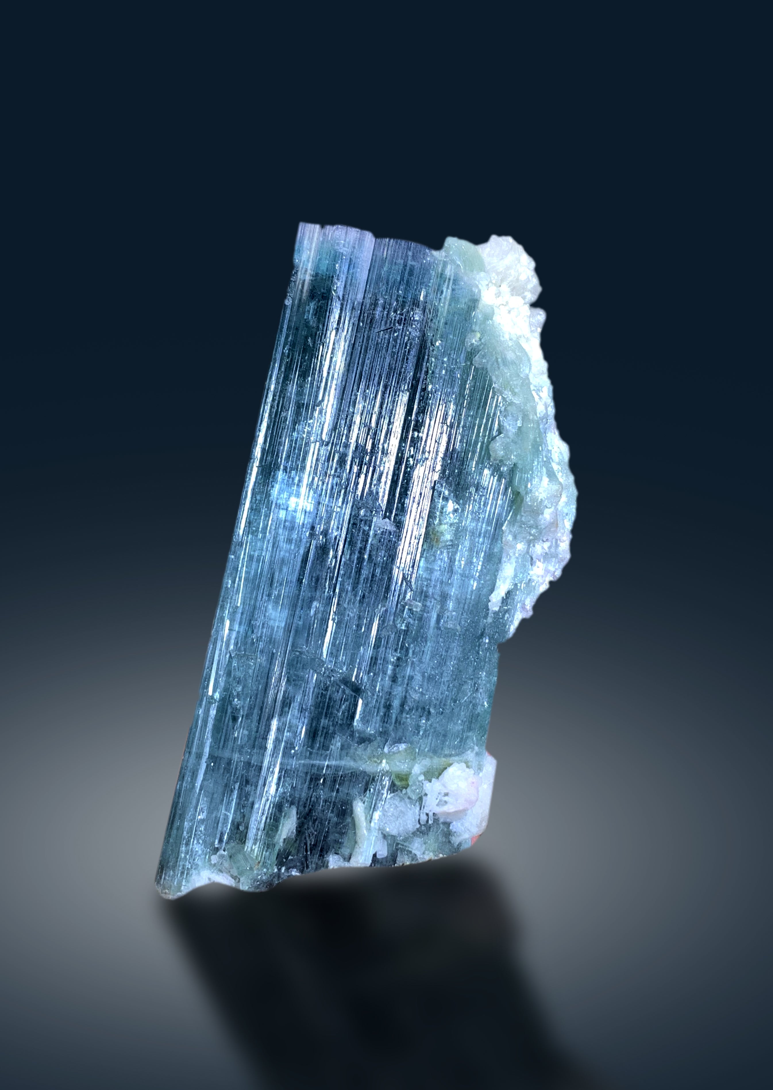 Exquisite Pink Cap Neon Blue Tourmaline Crystal from Afghanistan - 182 gram