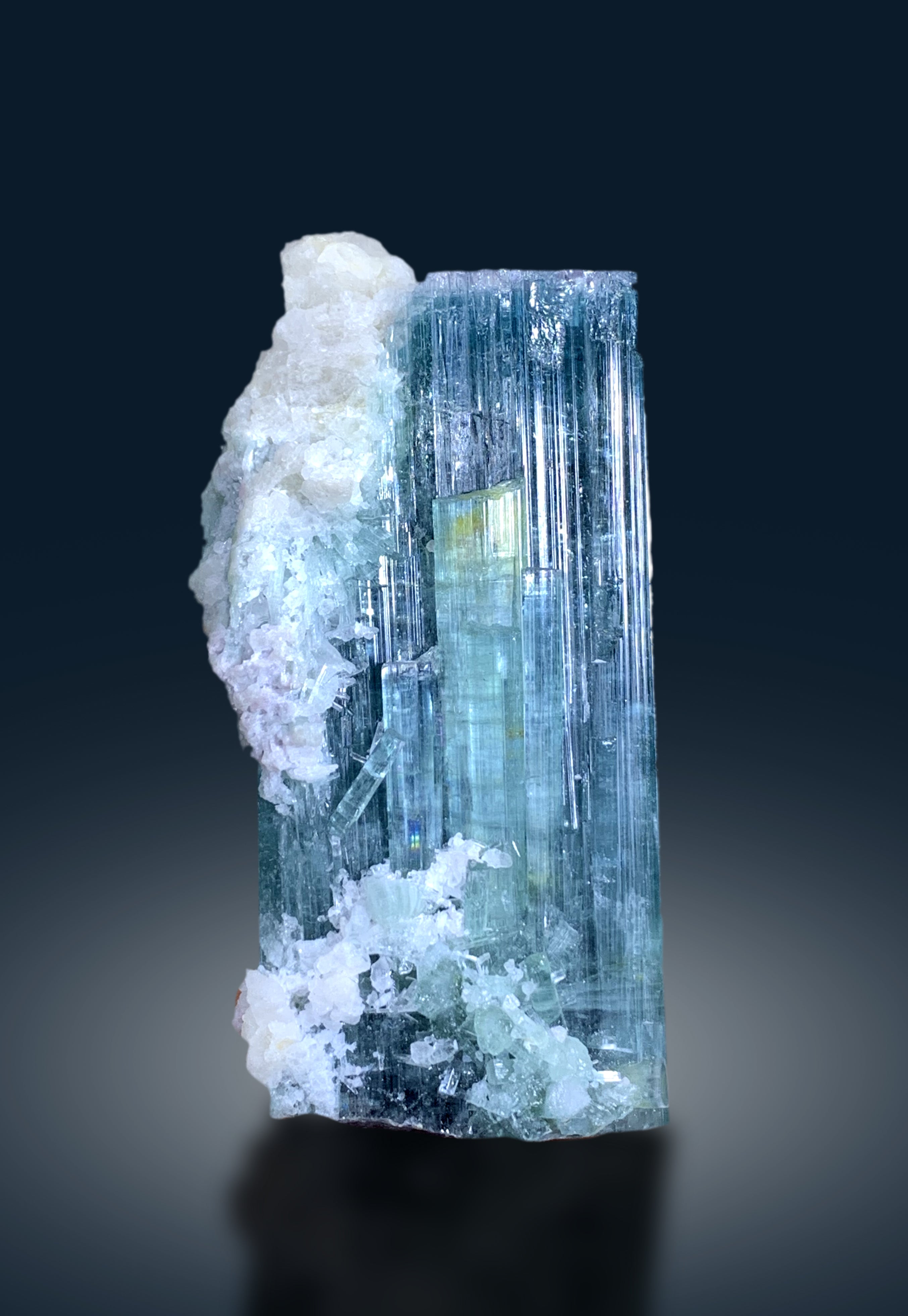 Exquisite Pink Cap Neon Blue Tourmaline Crystal from Afghanistan - 182 gram