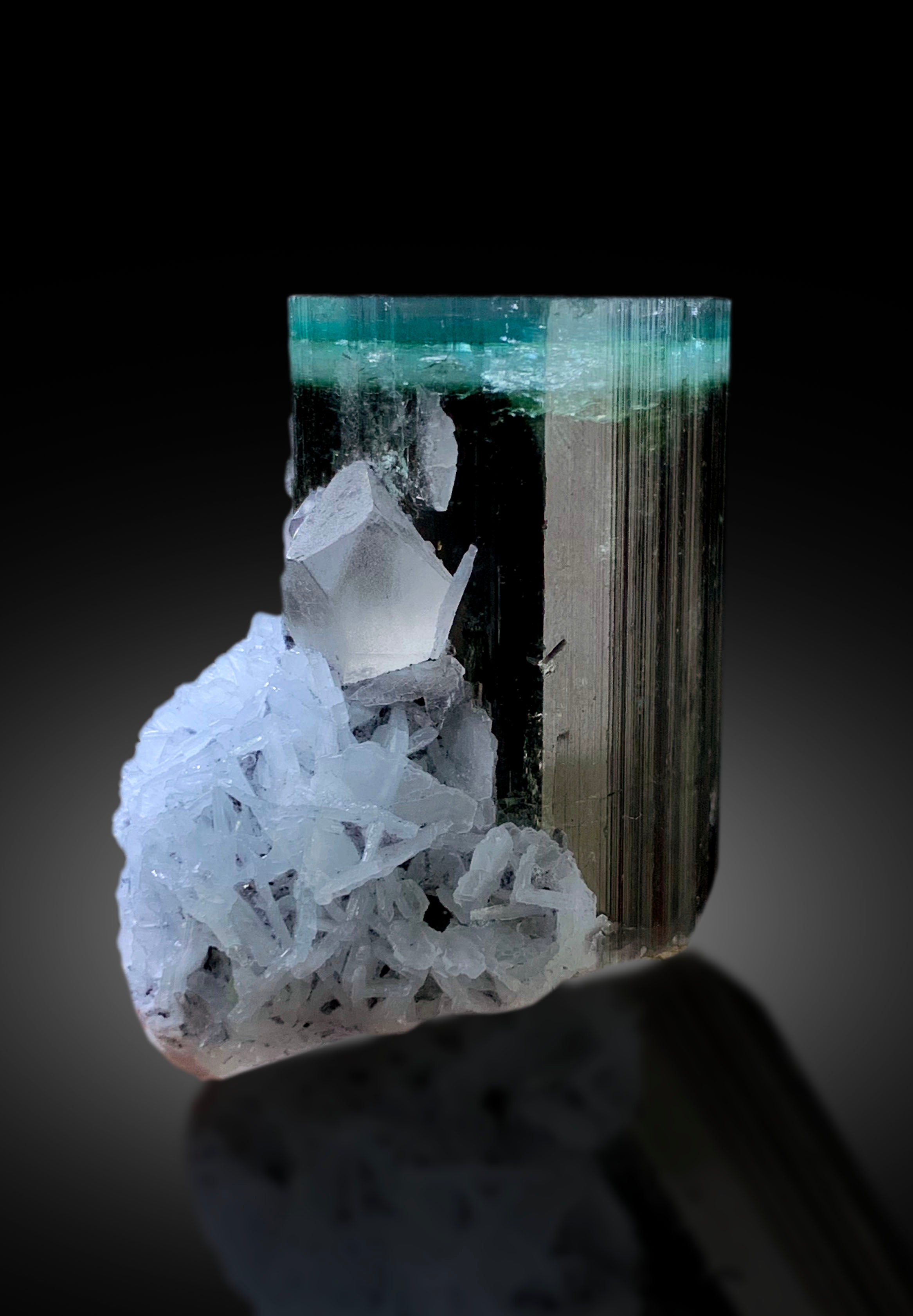 Blue Cap Tourmaline Crystal with Quartz and Cleavelandite Albite from Paprok Afghanistan - 135 gram