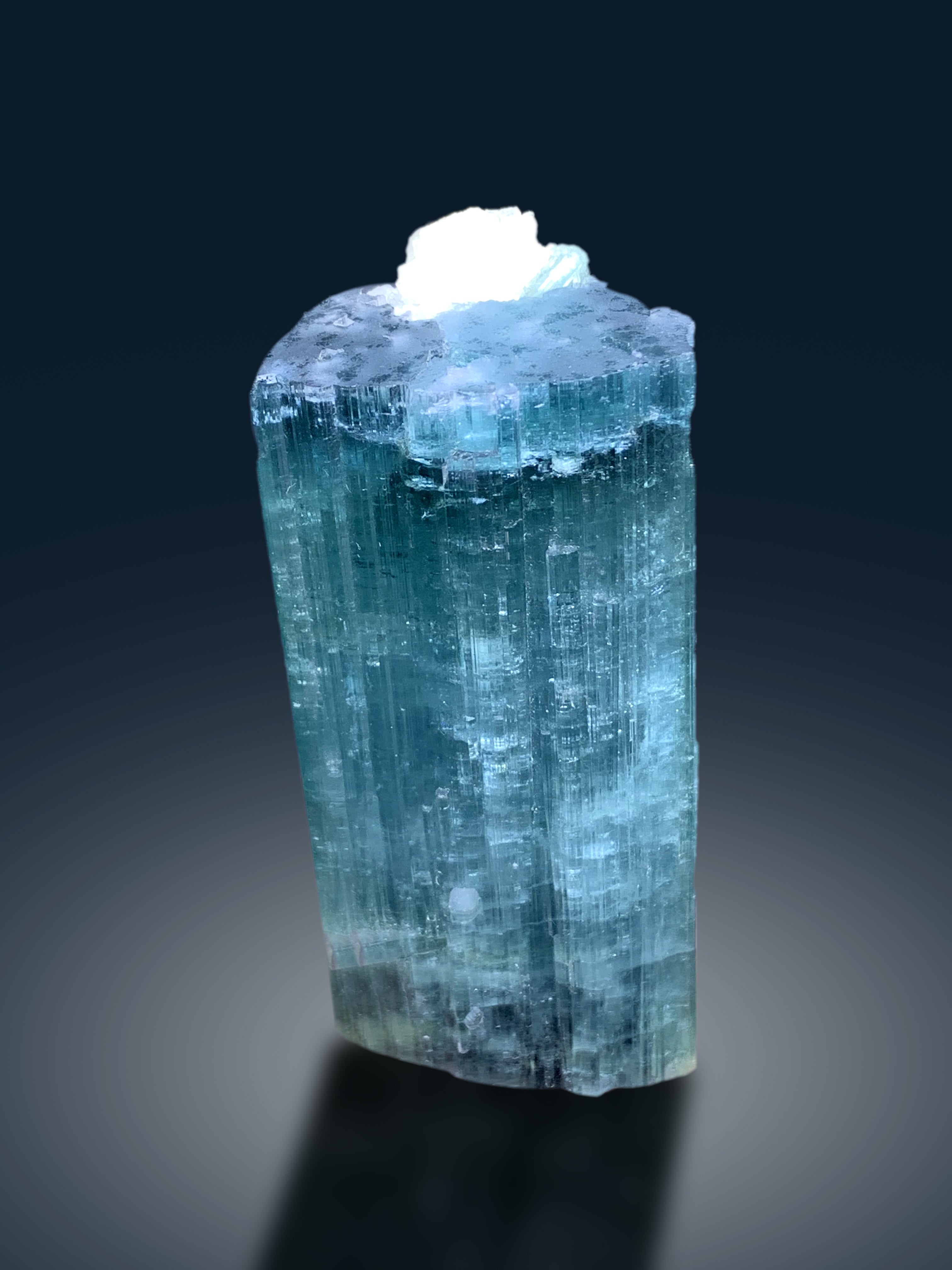Exquisite Pink Cap Neon Blue Tourmaline Crystal from Afghanistan - 182 gram