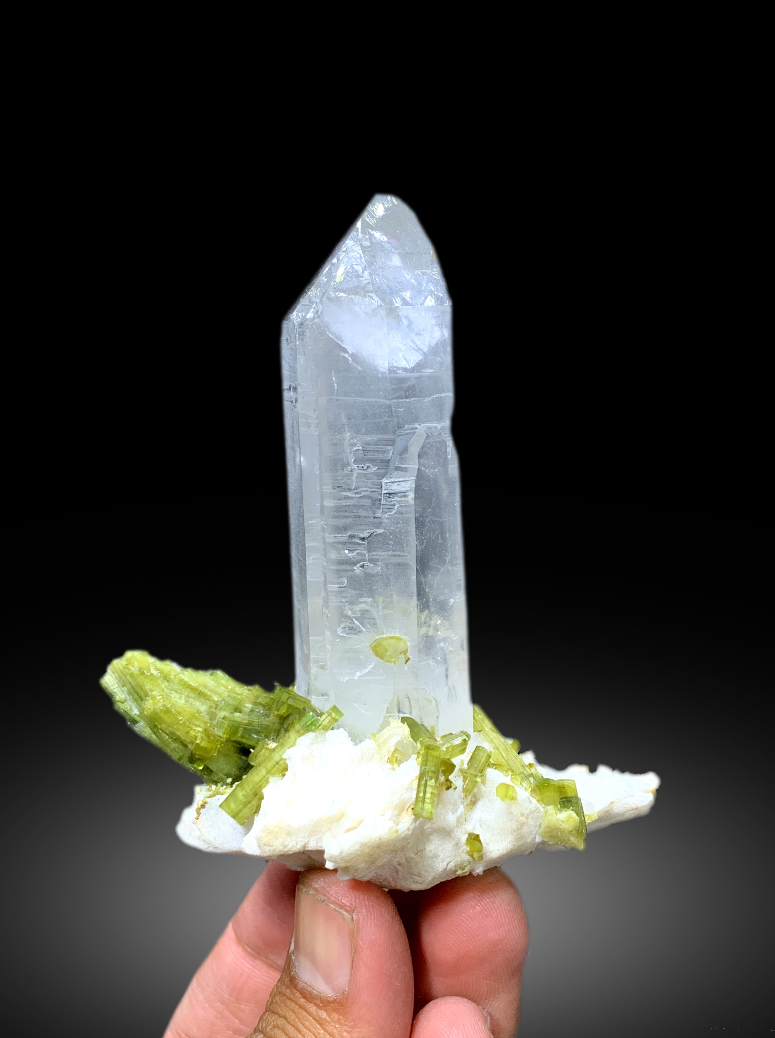 Green Tourmaline Cluster with Quartz from Shigar Pakistan , 218 gram