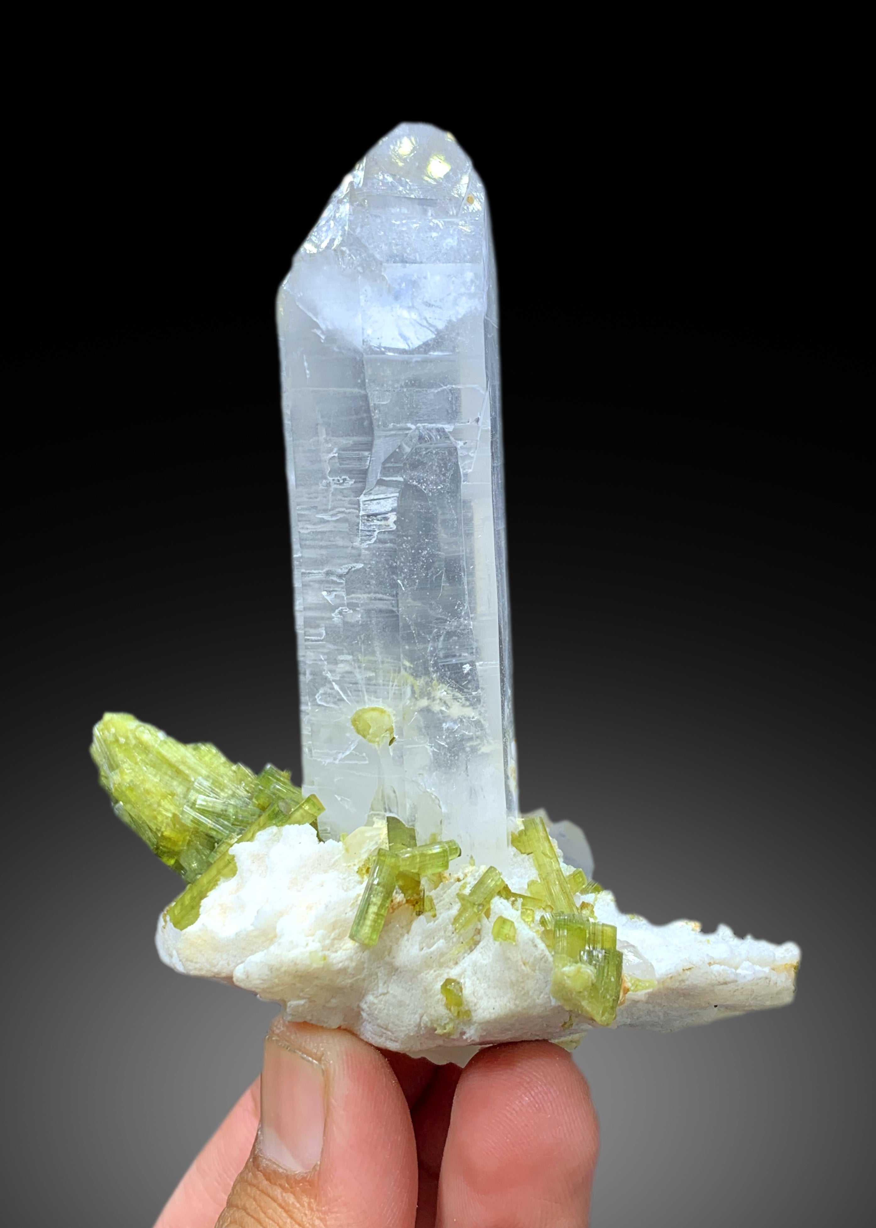 Green Tourmaline Cluster with Quartz from Shigar Pakistan , 218 gram