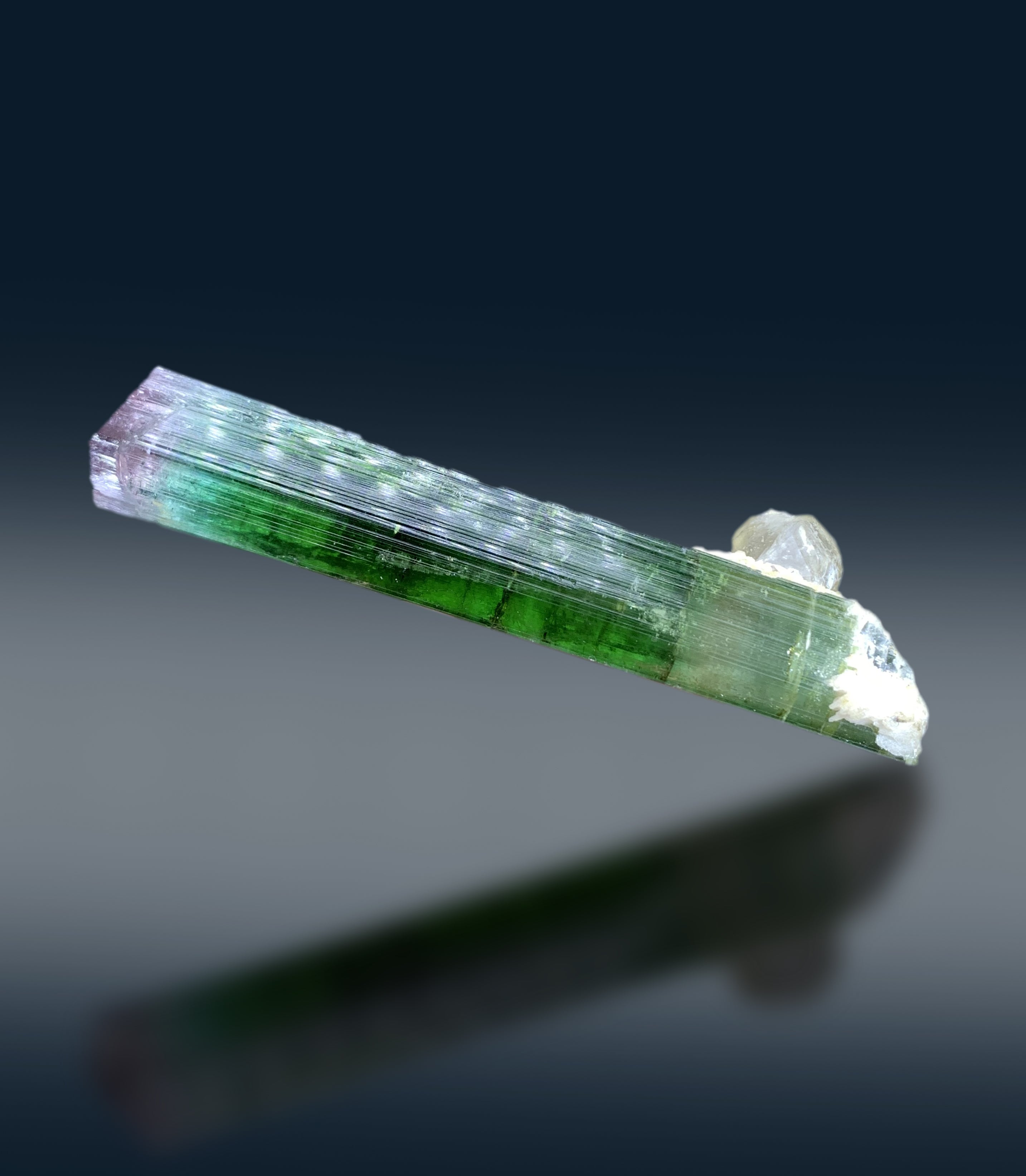 Bicolor Tourmaline Crystal on Quartz from Paprok Afghanistan - 103 grams