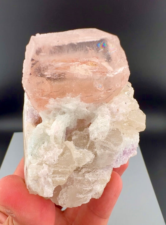 Peach Pink Morganite with Quartz and Albite From Afghanistan - 258 Grams