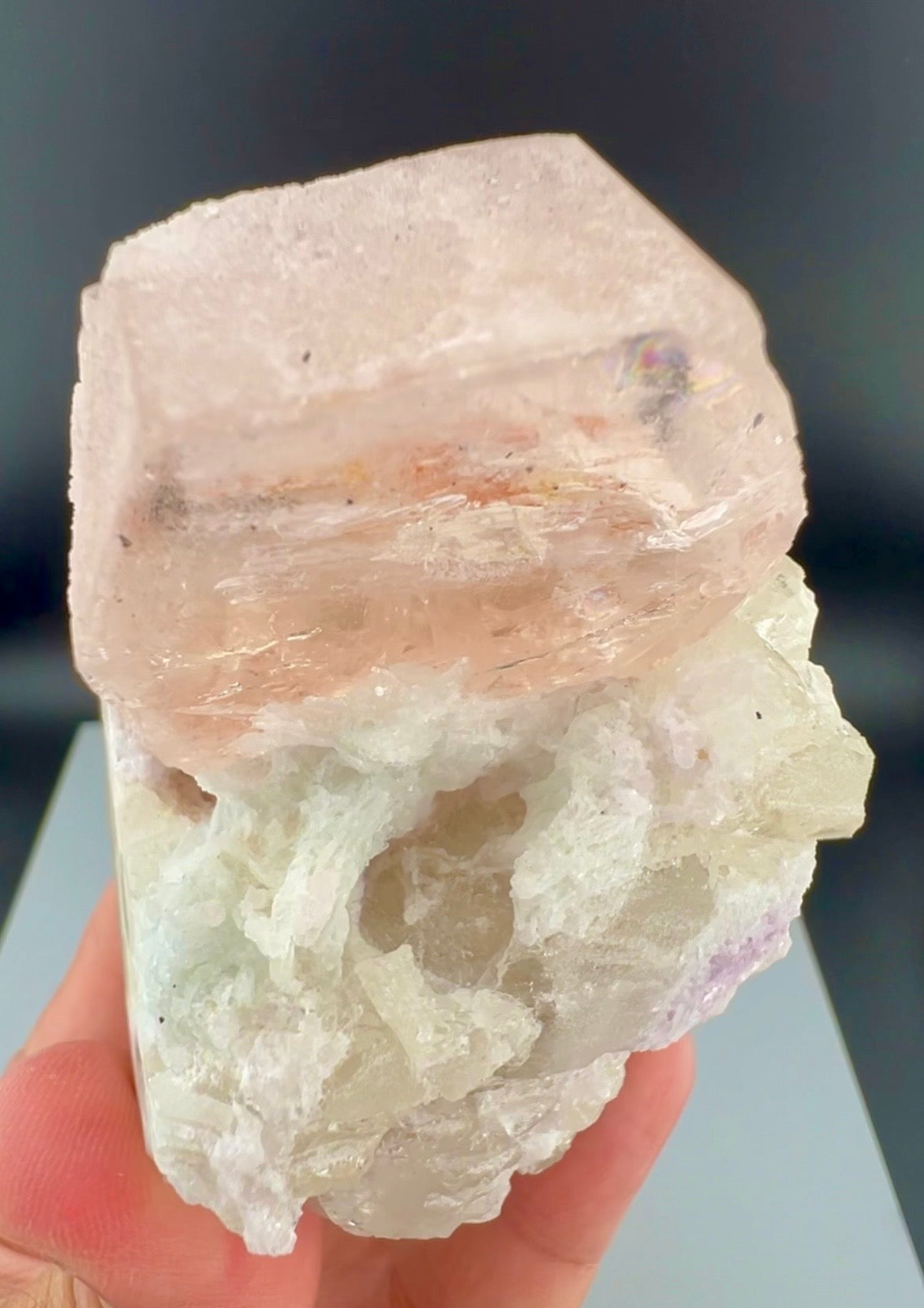 Peach Pink Morganite with Quartz and Albite From Afghanistan - 258 Grams