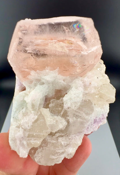 Peach Pink Morganite with Quartz and Albite From Afghanistan - 258 Grams