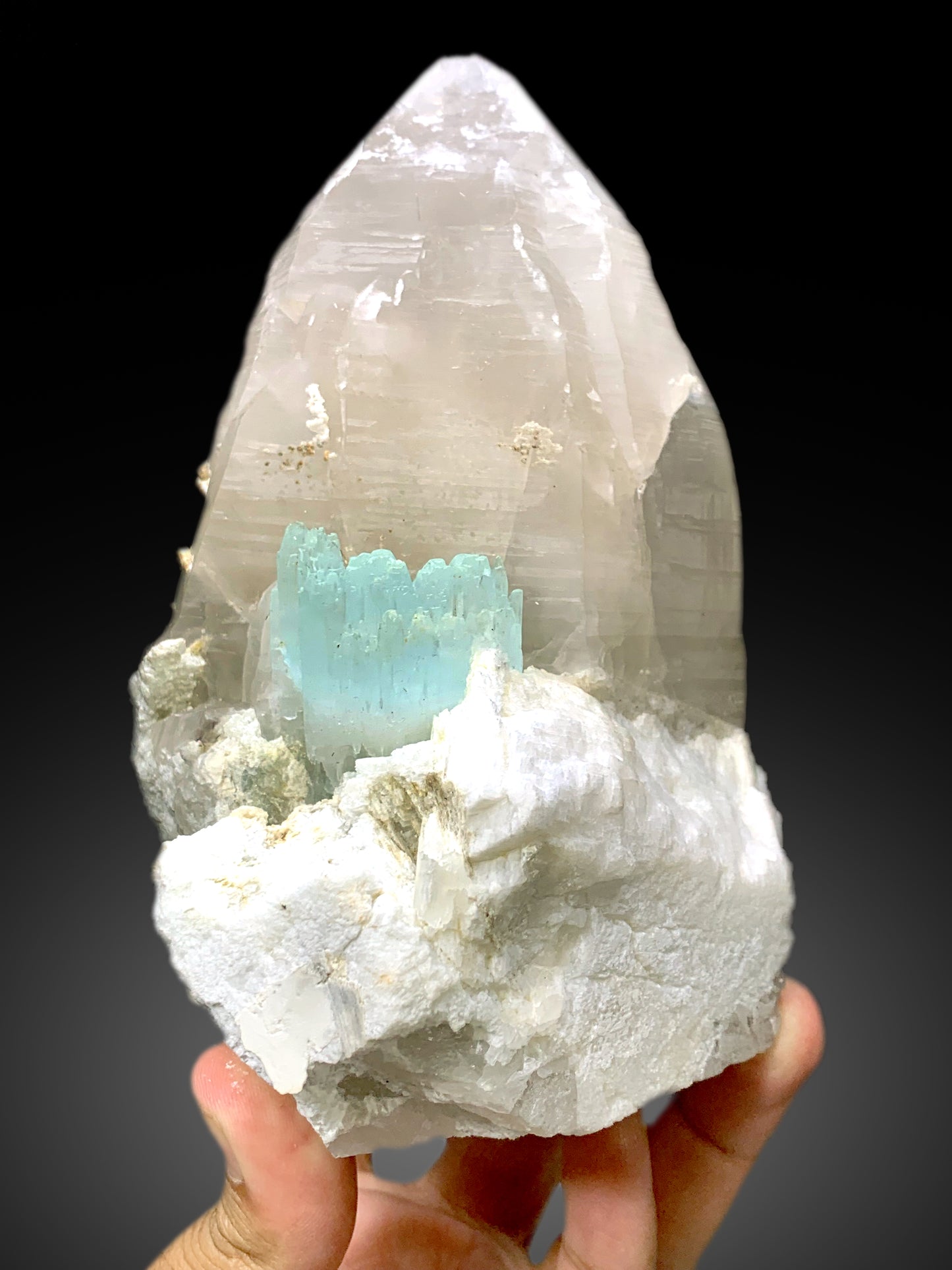 Bicolor Beryl, AquaMorganite Crystal, Bicolor Morganite with Quartz and Feldspar from Pakistan, 1740 gram