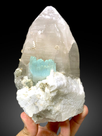 Bicolor Beryl, AquaMorganite Crystal, Bicolor Morganite with Quartz and Feldspar from Pakistan, 1740 gram