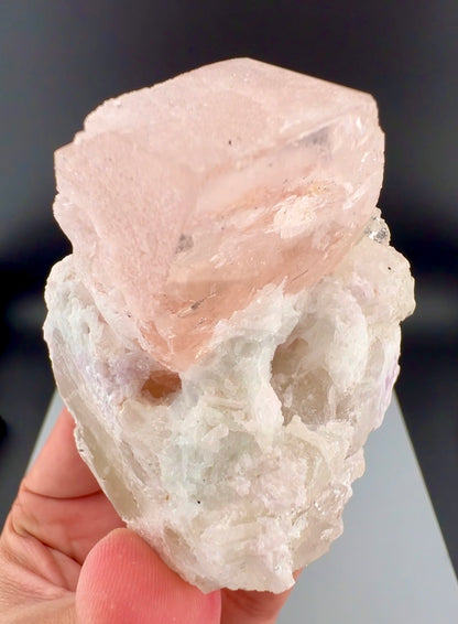 Peach Pink Morganite with Quartz and Albite From Afghanistan - 258 Grams