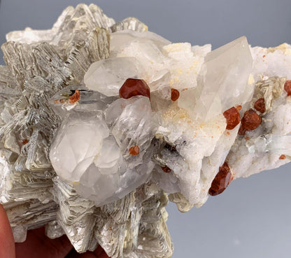 Orange Garnet Crystals With Quartz and Star Mica On feldspar From Pakistan - 336 Grams