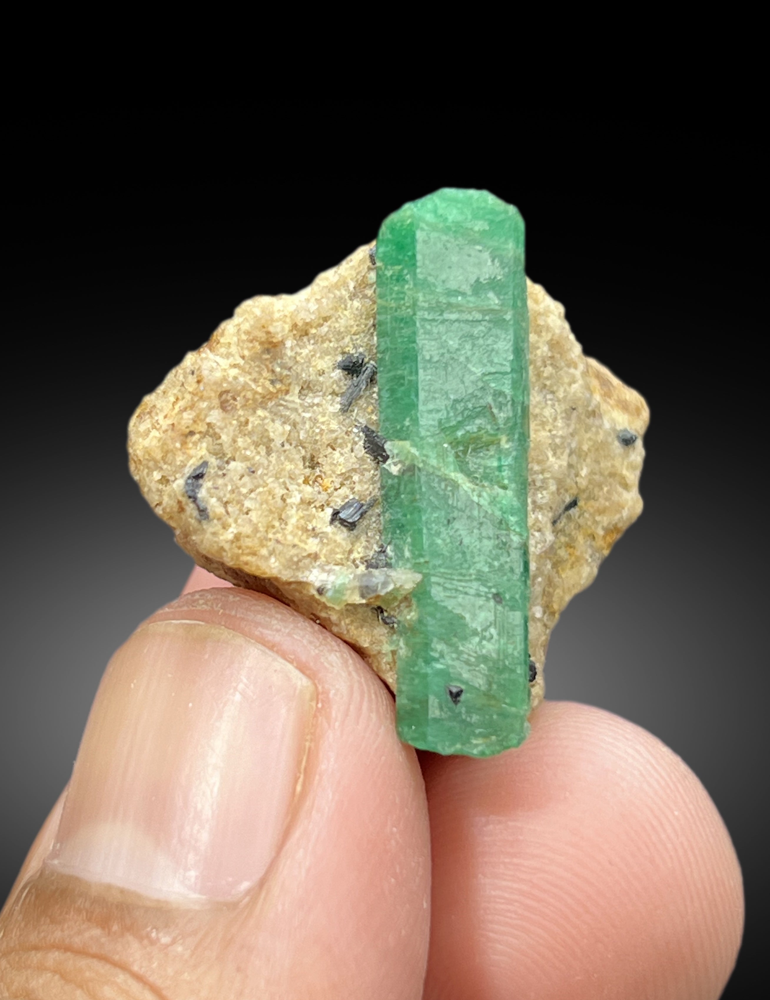 Vibrant Green Emerald Crystal on matrix from Panjshir Afghanistan, 48 cts