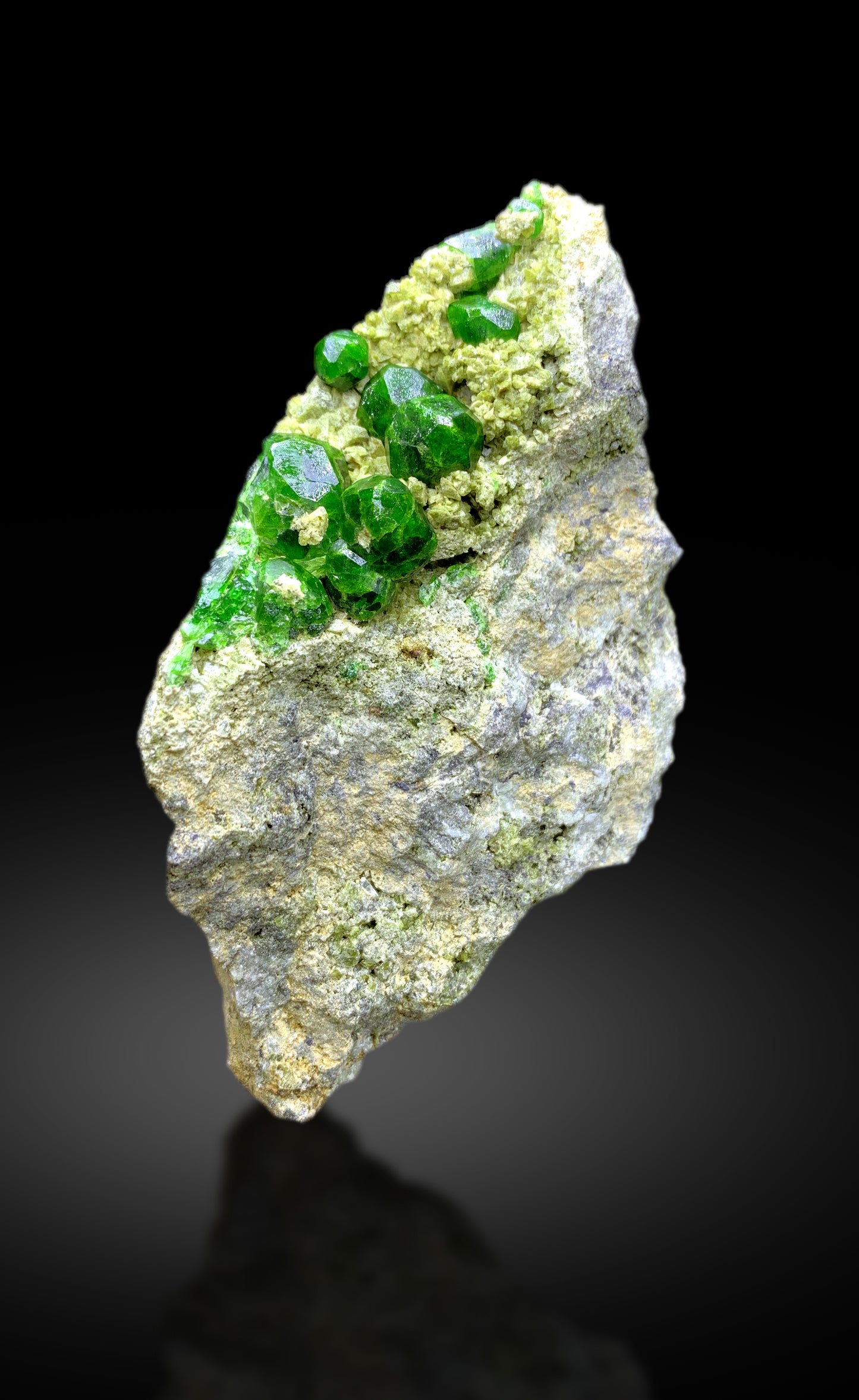 Lush Green Demantoid Garnet Crystals on Matrix, Garnet Specimen - 223 gram
