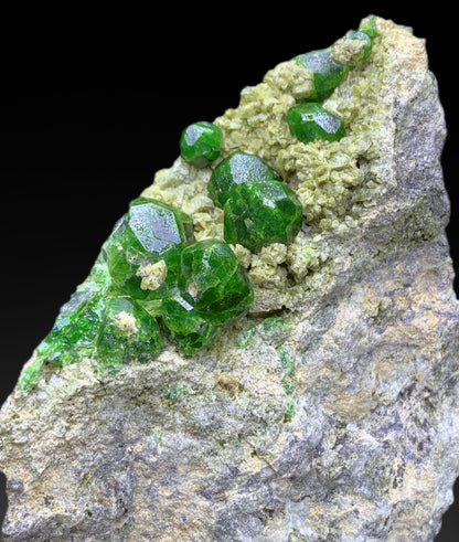 Lush Green Demantoid Garnet Crystals on Matrix, Garnet Specimen - 223 gram