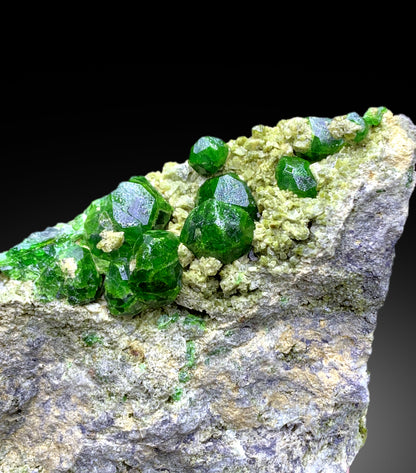 Lush Green Demantoid Garnet Crystals on Matrix, Garnet Specimen - 223 gram