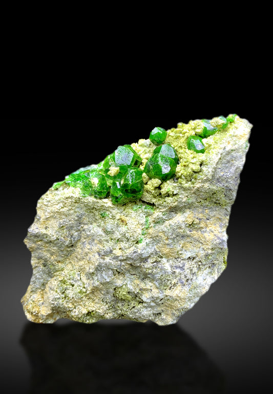 Lush Green Demantoid Garnet Crystals on Matrix, Garnet Specimen - 223 gram