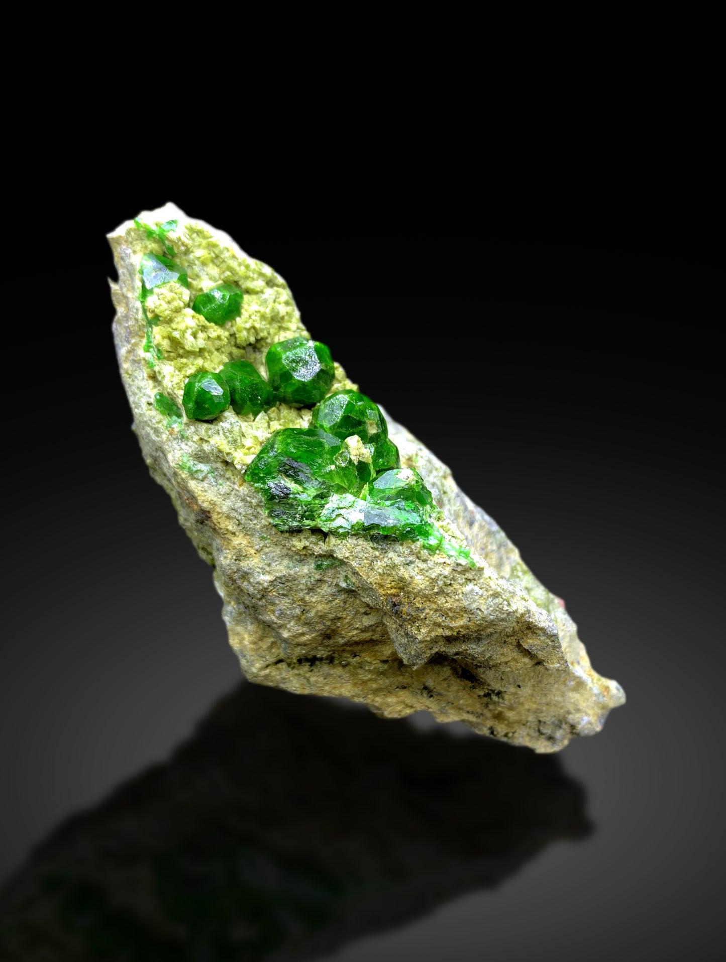 Lush Green Demantoid Garnet Crystals on Matrix, Garnet Specimen - 223 gram