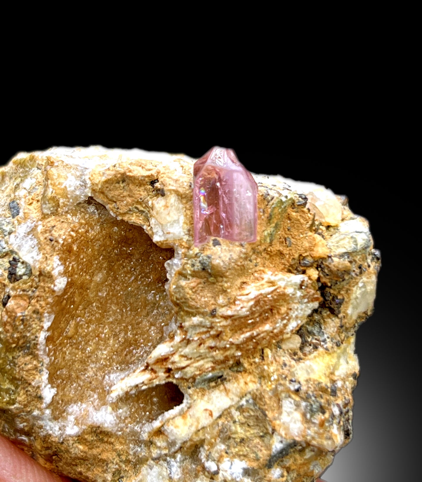 Imperial Pink Topaz on Matrix from Katlang Pakistan - 60 gram