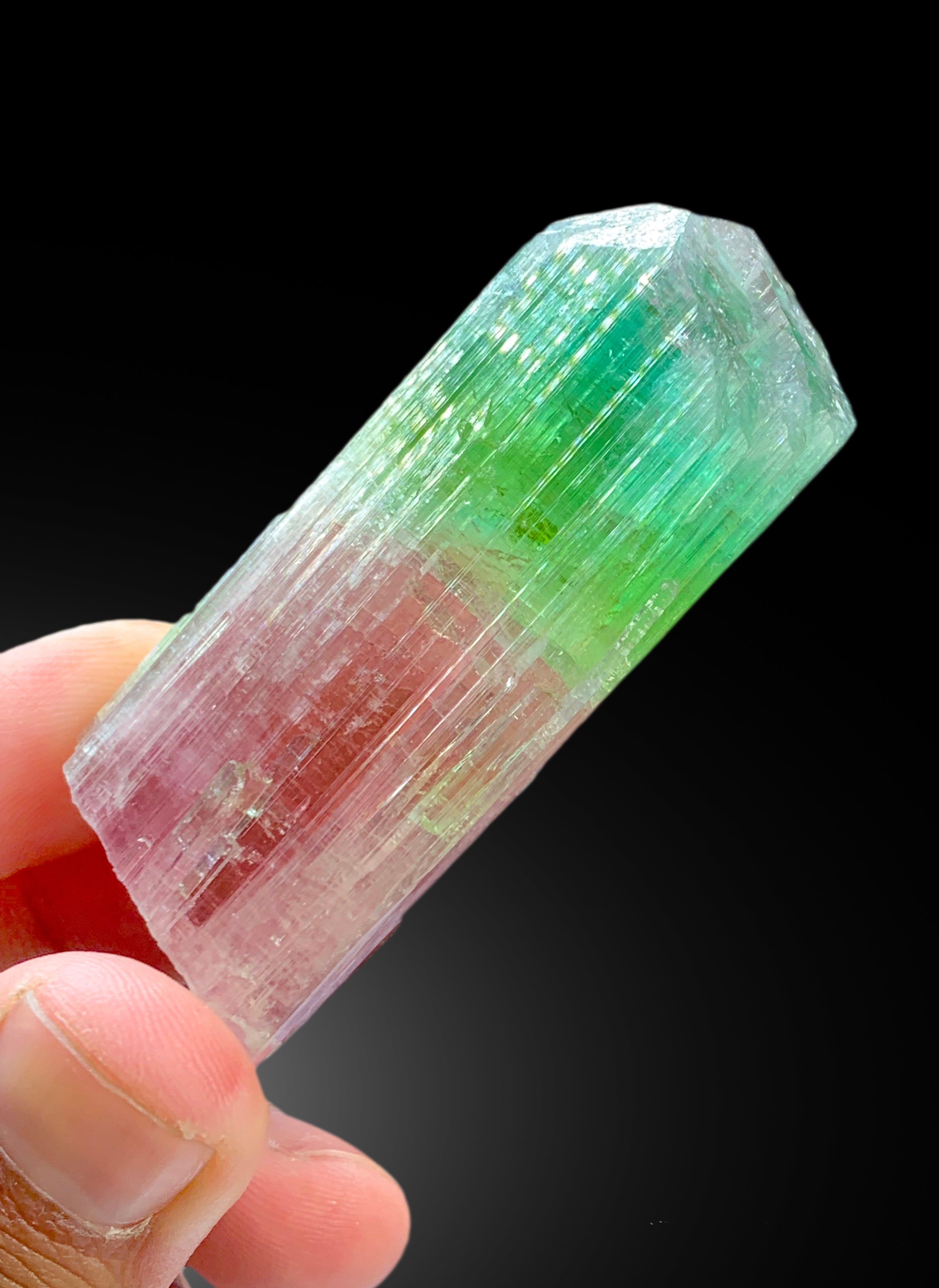 Stunning Tricolor Tourmaline Crystal from Paprok Afghanistan - 85 gram