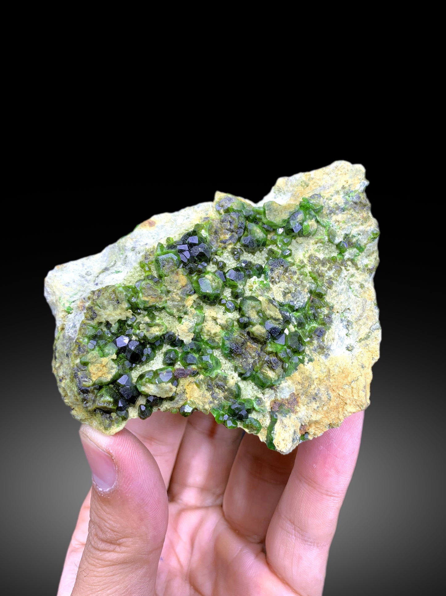 Green Demantoid Garnet Cluster on Matrix - 272 gram