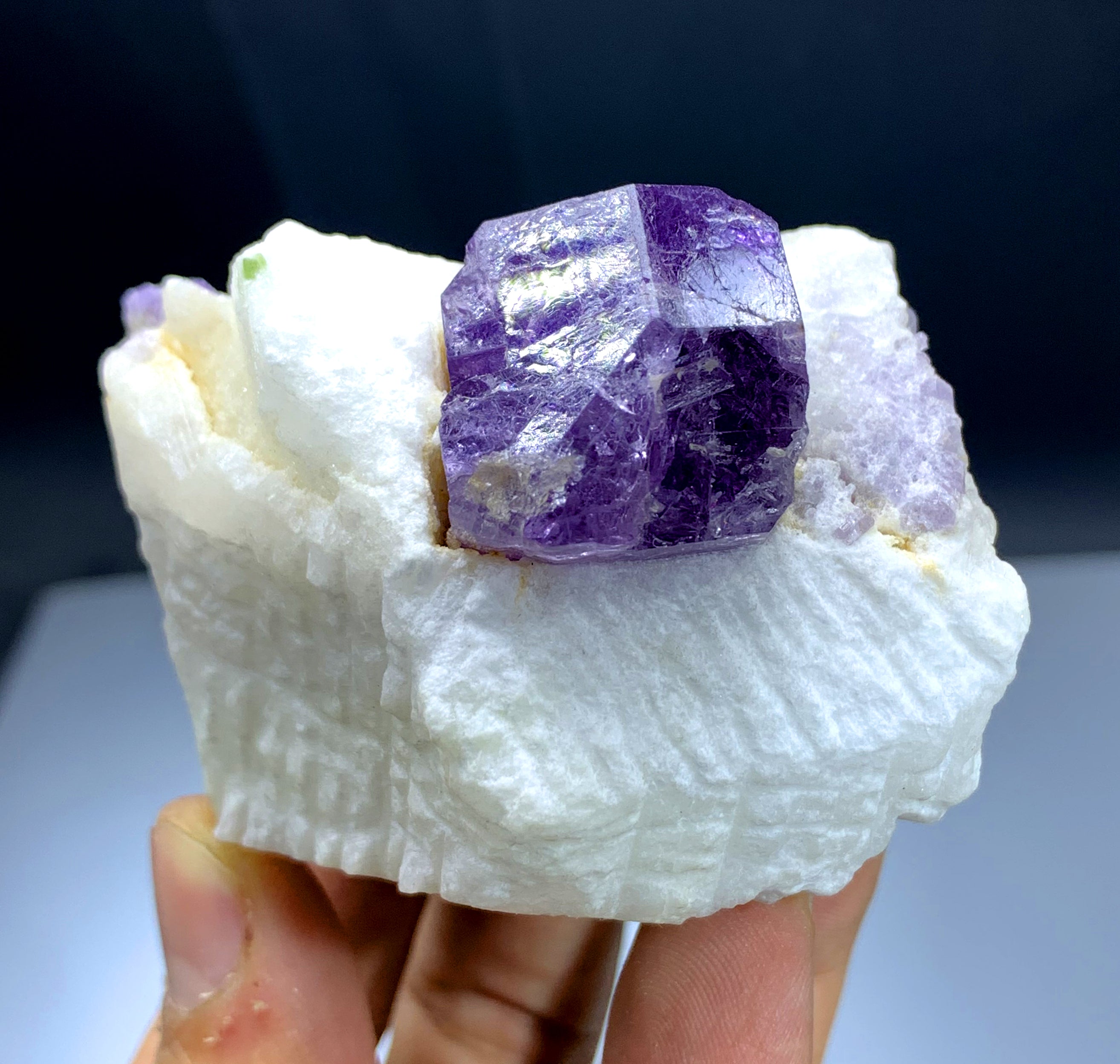 Purple Scapolite Crystal on Marble Matrix from Afghanistan - 175 gram