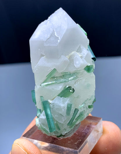 Green Tourmaline Crystals on Quartz from Afghanistan - 36 gram