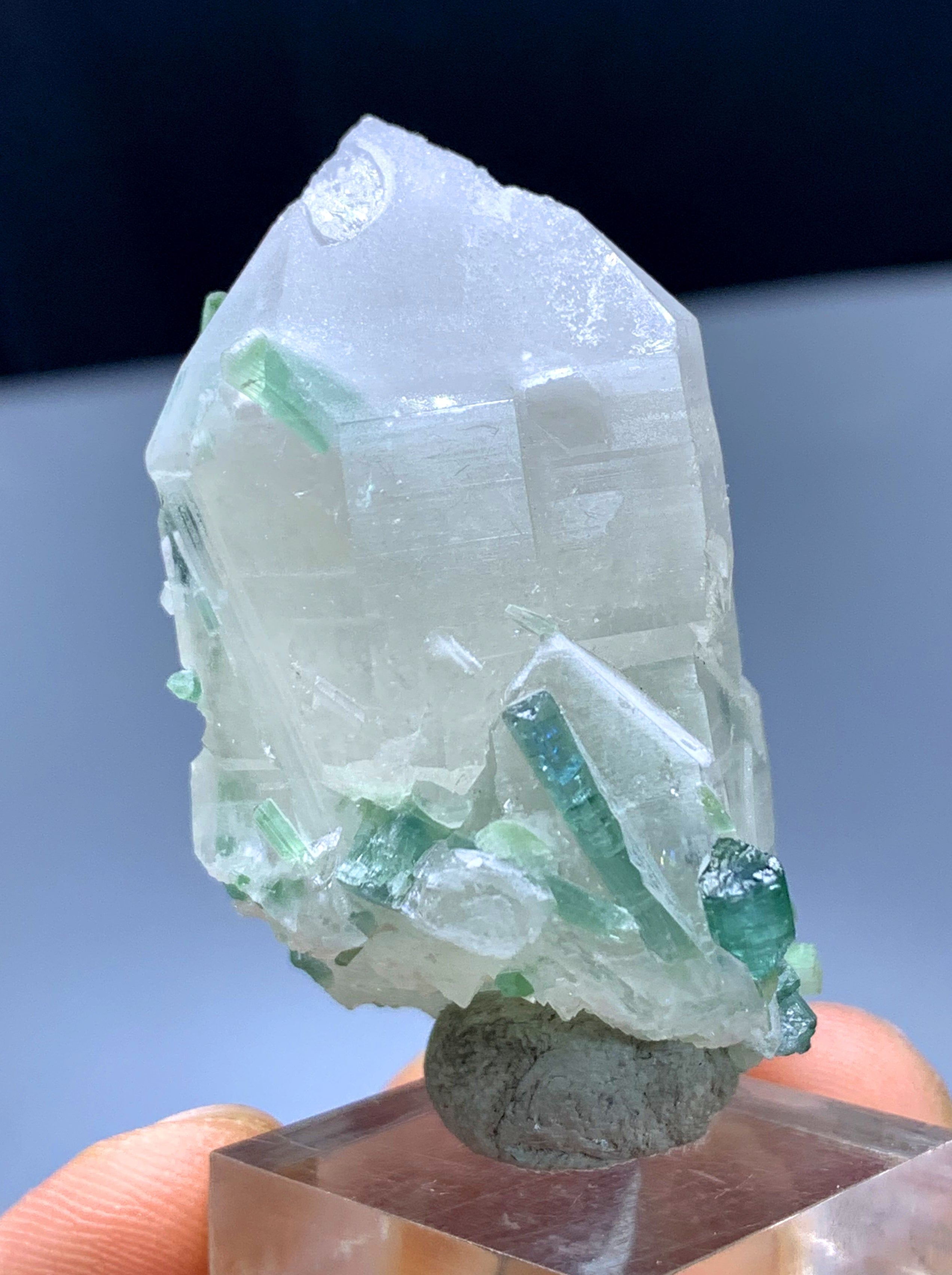 Green Tourmaline Crystals on Quartz from Afghanistan - 36 gram