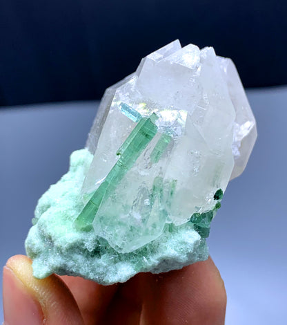 Green Tourmaline Crystals on Quartz from Afghanistan - 36 gram