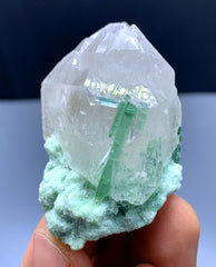 Green Tourmaline Crystals on Quartz from Afghanistan - 62 gram