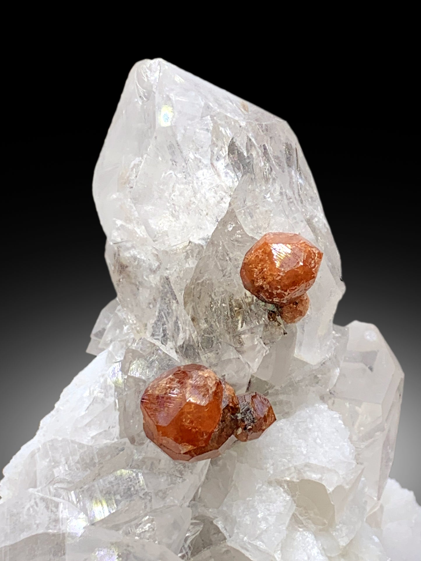 Orange Spessartine Garnet on Quartz and Feldspar Specimen from Pakistan - 244 gram