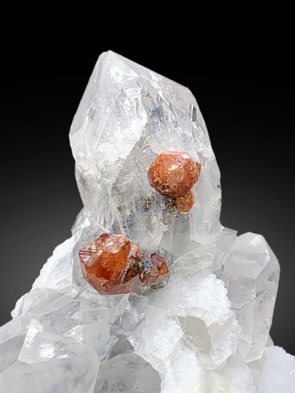 Orange Spessartine Garnet on Quartz and Feldspar Specimen from Pakistan - 244 gram