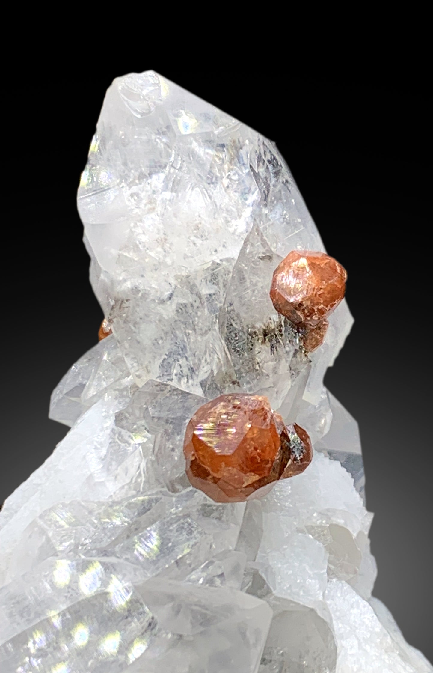 Orange Spessartine Garnet on Quartz and Feldspar Specimen from Pakistan - 244 gram