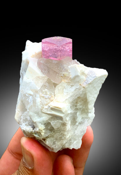 Pink Color Tourmaline with Blue Core, Tourmaline Crystal, Quartz and Feldspar, Tourmaline Specimen from Pachigram Afghanistan - 205 gram