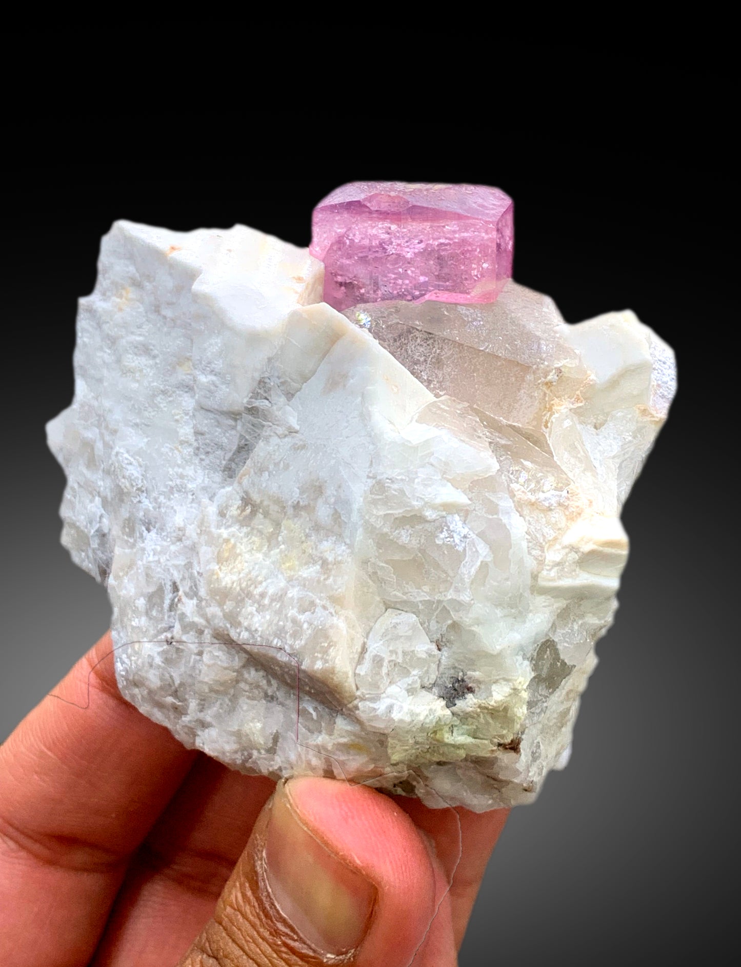 Pink Color Tourmaline with Blue Core, Tourmaline Crystal, Quartz and Feldspar, Tourmaline Specimen from Pachigram Afghanistan - 205 gram